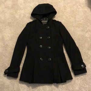 Black Miss Sixty Pleated Pea Coat